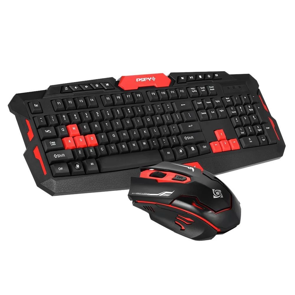 Wireless Gaming Keyboard Mouse Combo Hk8100 with 2.4G Connectivity, Ergonomic Design, Waterproof Optical Technology for PC, Laptop, and Desktop Gaming.