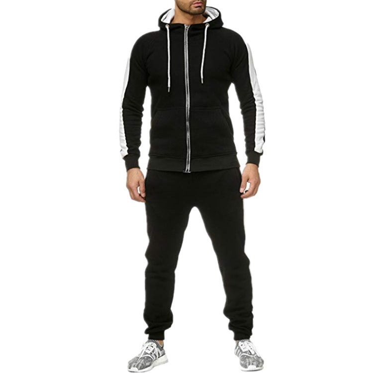 Men's color matching splicing casual suit