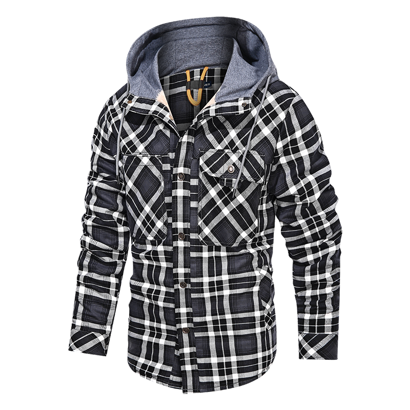 Slim Fit Hooded Jacket for Men with Thick Fleece Lining for Warmth