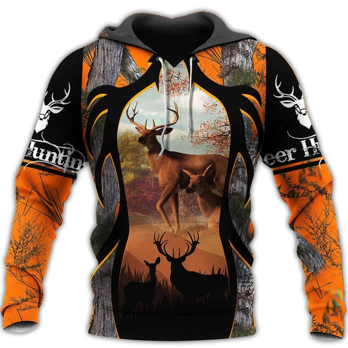 Men's Outdoor Pullover Hoodies with Autumn and Winter Animal Patterns in 3D Digital Printing