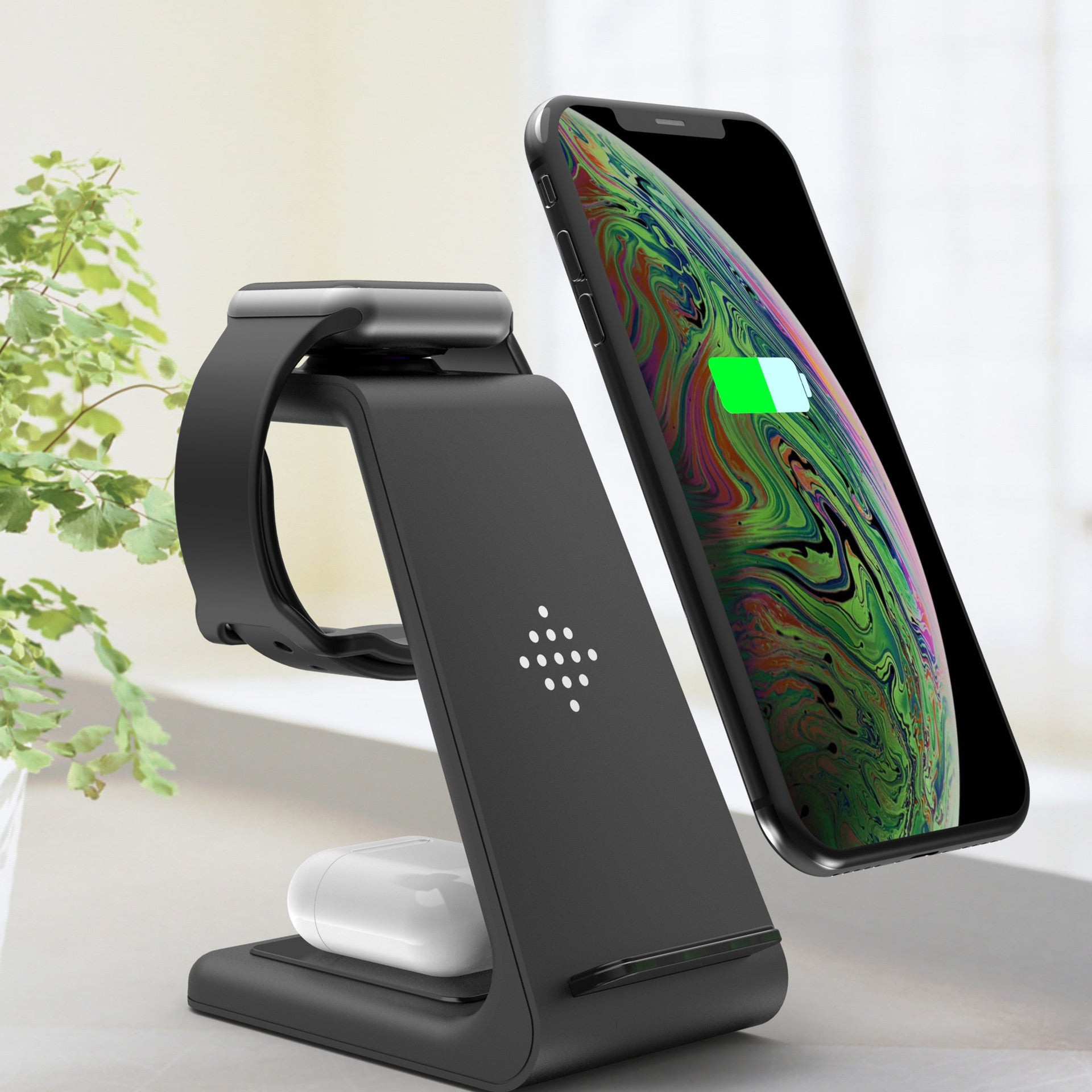 3-in-1 Fast Charging Station with Wireless Charger Stand and Quick Charge Dock for Phones