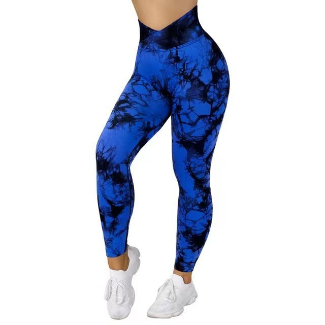 Leggings for Women with Seamless Design, Tie Dye Pattern, Ideal for Yoga, Sport, Fitness, Running, and Gym Workouts, Featuring a Push-Up Effect