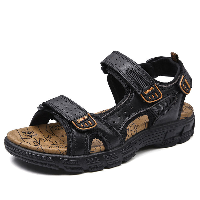 Stylish Open Toe Men's Platform Sandals in First Layer Cowhide for Casual Outdoor Comfort