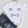 Cat Cute Printed European And American Short Sleeve