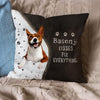 Pet Dog Print Linen Sofa Cushion Peach Skin Pillowcase