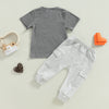 Set of Summer Clothing for Baby Boys: Gray Monogram Print with Short Sleeves