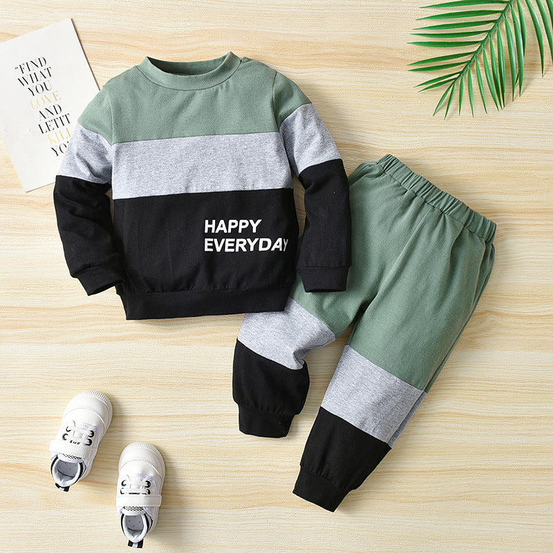 Boys And Girls Fashion Casual Round Neck Sweater Suit