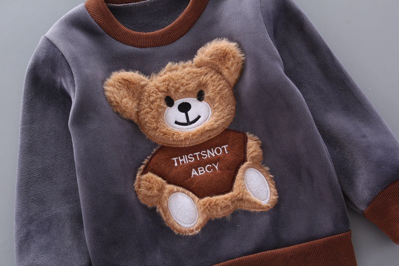 New Cartoon Plus Velvet Bear Three-piece Suit