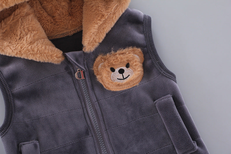 New Cartoon Plus Velvet Bear Three-piece Suit