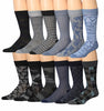 James Fiallo Men's 12-Pack of Crew Socks with Playful Facial Expressions and Striped, Vibrant Colors