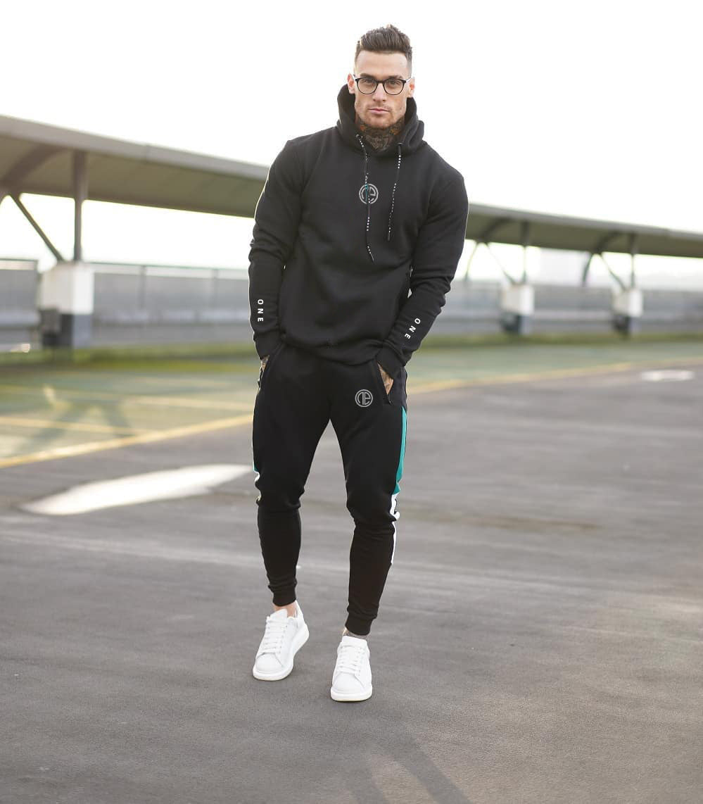 Fitness sports suit men's autumn suit hooded