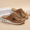 Summer Style: Air Cushion Thong Sandals with Hollow Metal Buckle, Wedges for Women's Beach Comfort