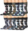 James Fiallo Men's 12-Pack of Crew Socks with Playful Facial Expressions and Striped, Vibrant Colors