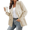 Vintage Corduroy Blazer: Stylish Button-Down Lapel Coat for Women's Work Office Attire