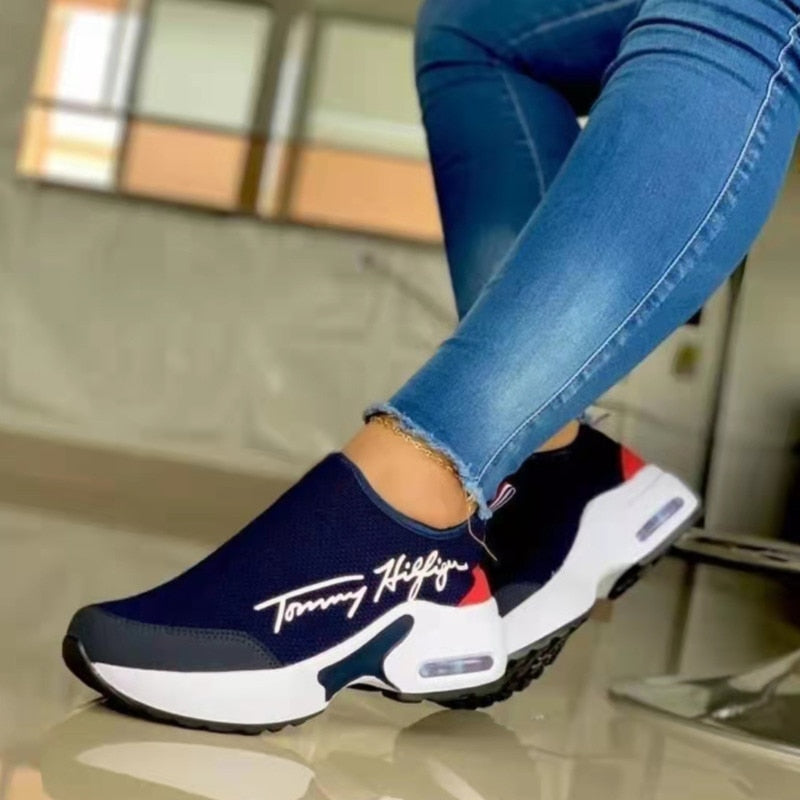 Fashion Casual Breathable Wedges Ladies Walking Sneakers