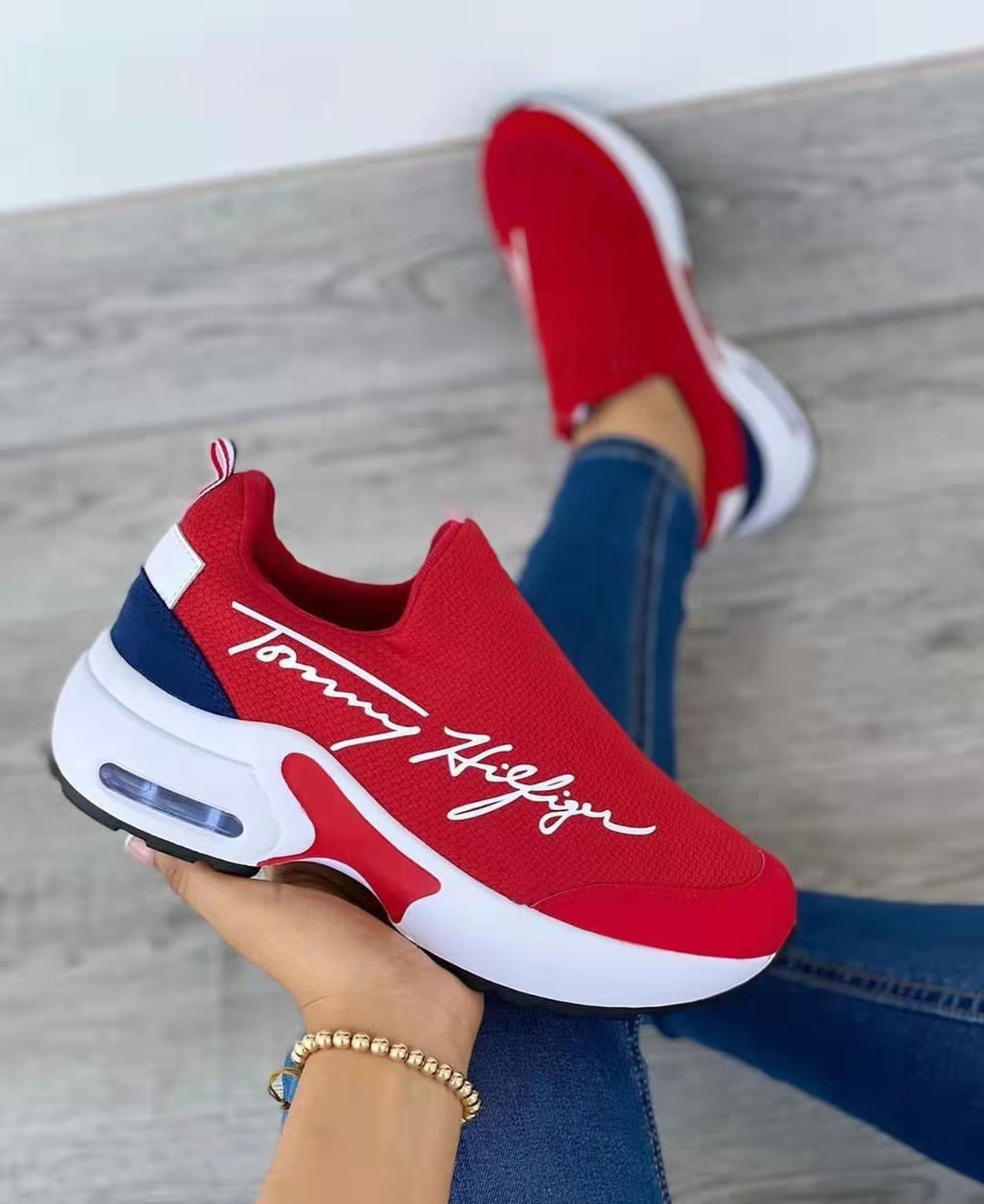 Fashion Casual Breathable Wedges Ladies Walking Sneakers