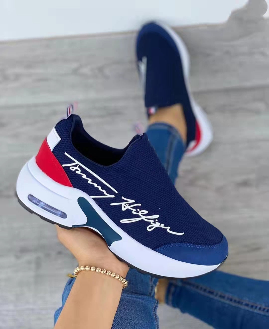 Fashion Casual Breathable Wedges Ladies Walking Sneakers