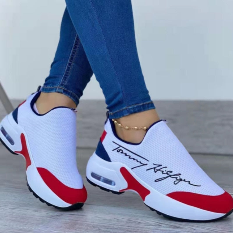 Fashion Casual Breathable Wedges Ladies Walking Sneakers