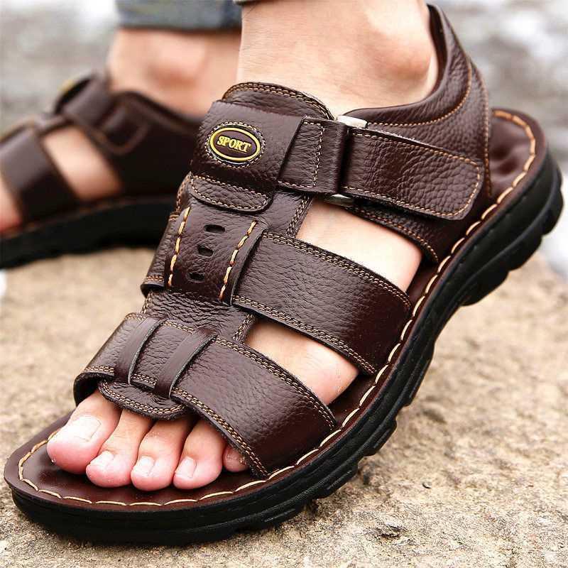 Men's Casual Beach Shoes with Non-Slip Velcro Design