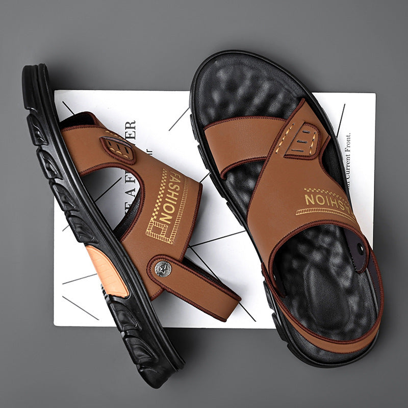 Summer Cowhide Sandals for Men: Comfortable Beach Footwear