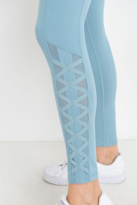 Full Pocket Leggings with High waist Hybrid Mesh and Lattice Straps