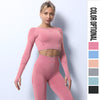 Yoga Apparel Set for Women: Seamless Knit Long-Sleeve Top and Bottoms