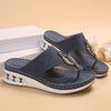 Summer Style: Air Cushion Thong Sandals with Hollow Metal Buckle, Wedges for Women's Beach Comfort