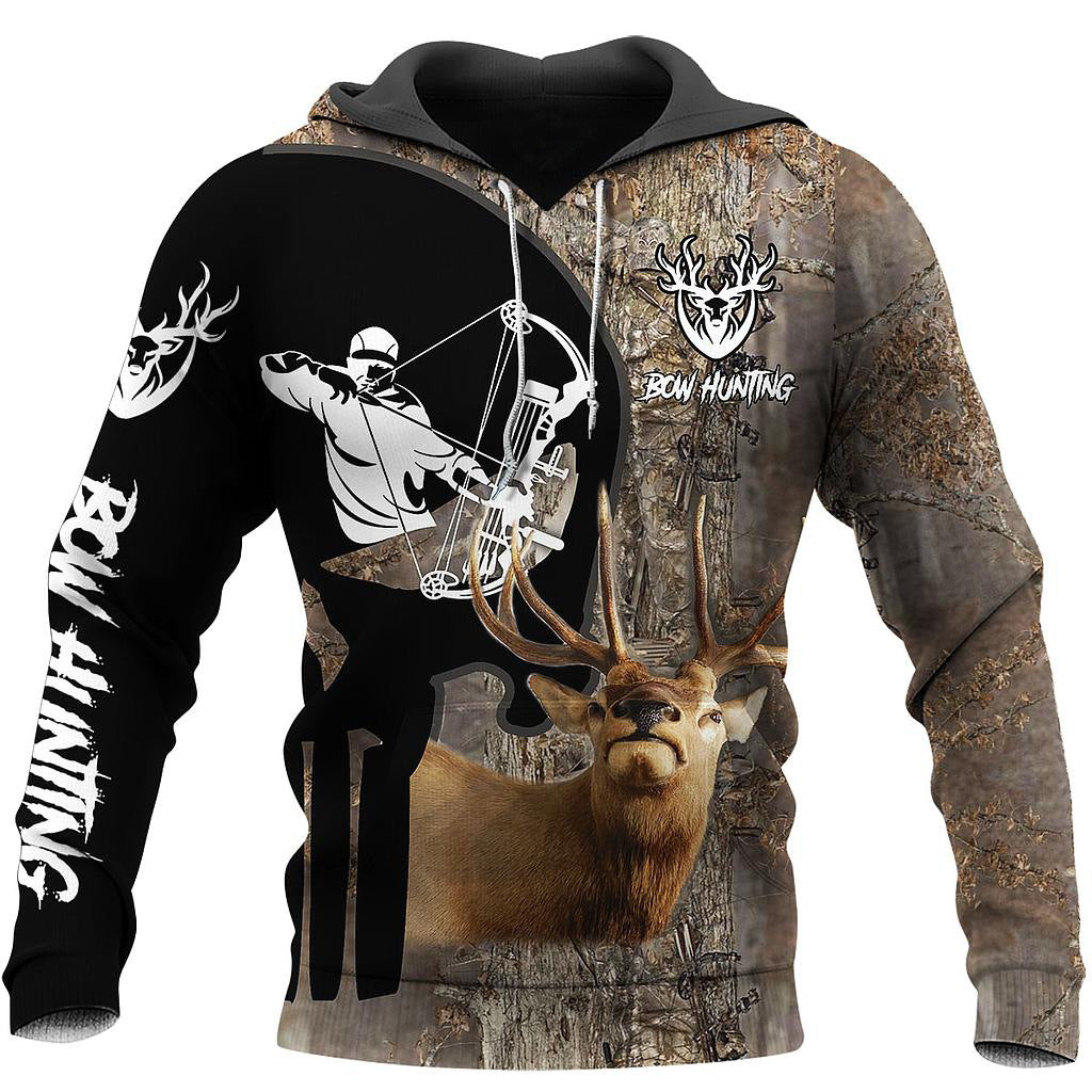 Men's Outdoor Pullover Hoodies with Autumn and Winter Animal Patterns in 3D Digital Printing