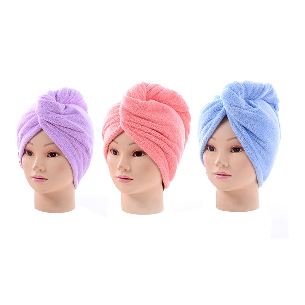 High-density Coral Fleece Dry Hair Cap Plain Absorbent Shower Cap Quick-drying Headband Turban