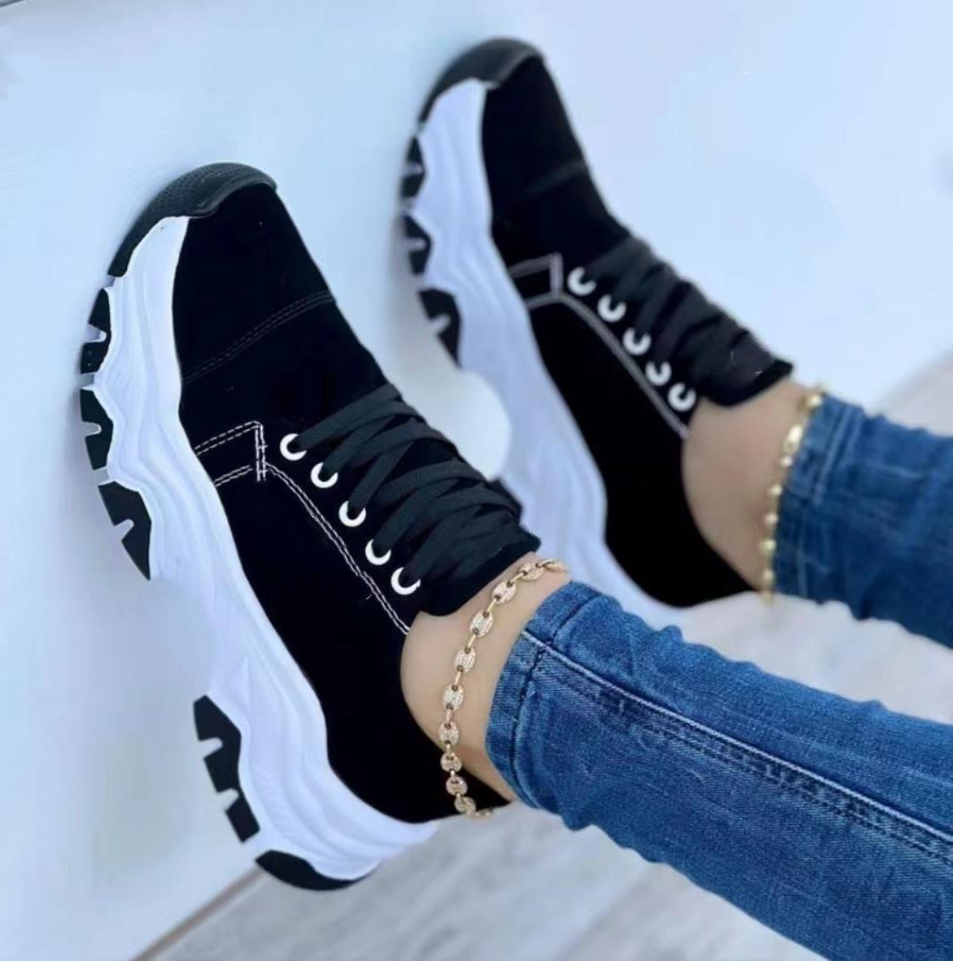 Women's Lace-up Sneakers for Outdoor Walking and Casual Sport Flats Platform