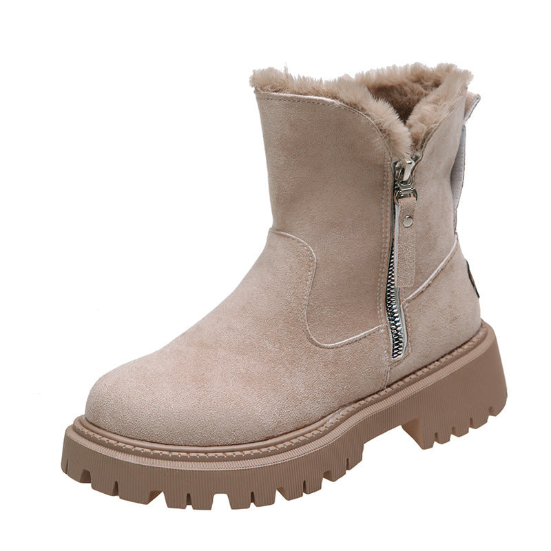 Thick Plush Snow Boots Women Faux Suede Non-slip Winter Shoes