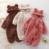 Winter Newborn Baby Plush Outerwear - Cozy One-piece Romper for Infants