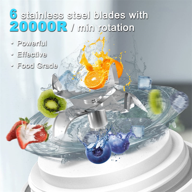 Compact Juicer Blender with 6 Blades for Personal Smoothies and Shakes - Mini Kitchen Gadget