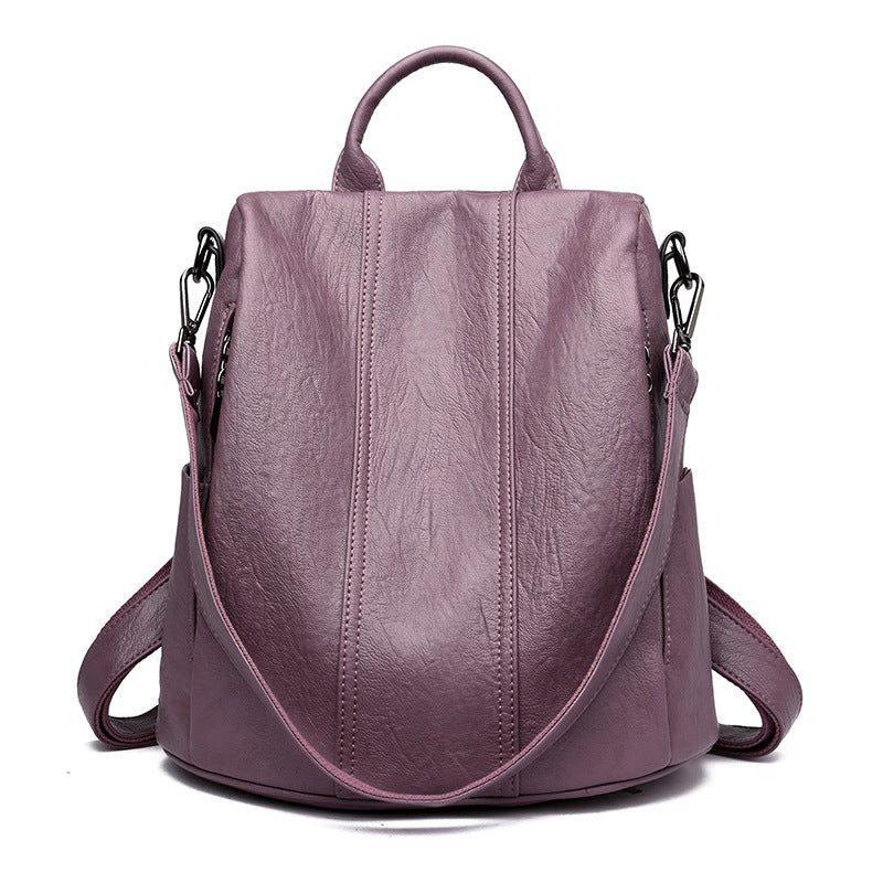 Fashionable Women's Cattlehide Leather Backpack with Anti-theft and Multifunctional Features