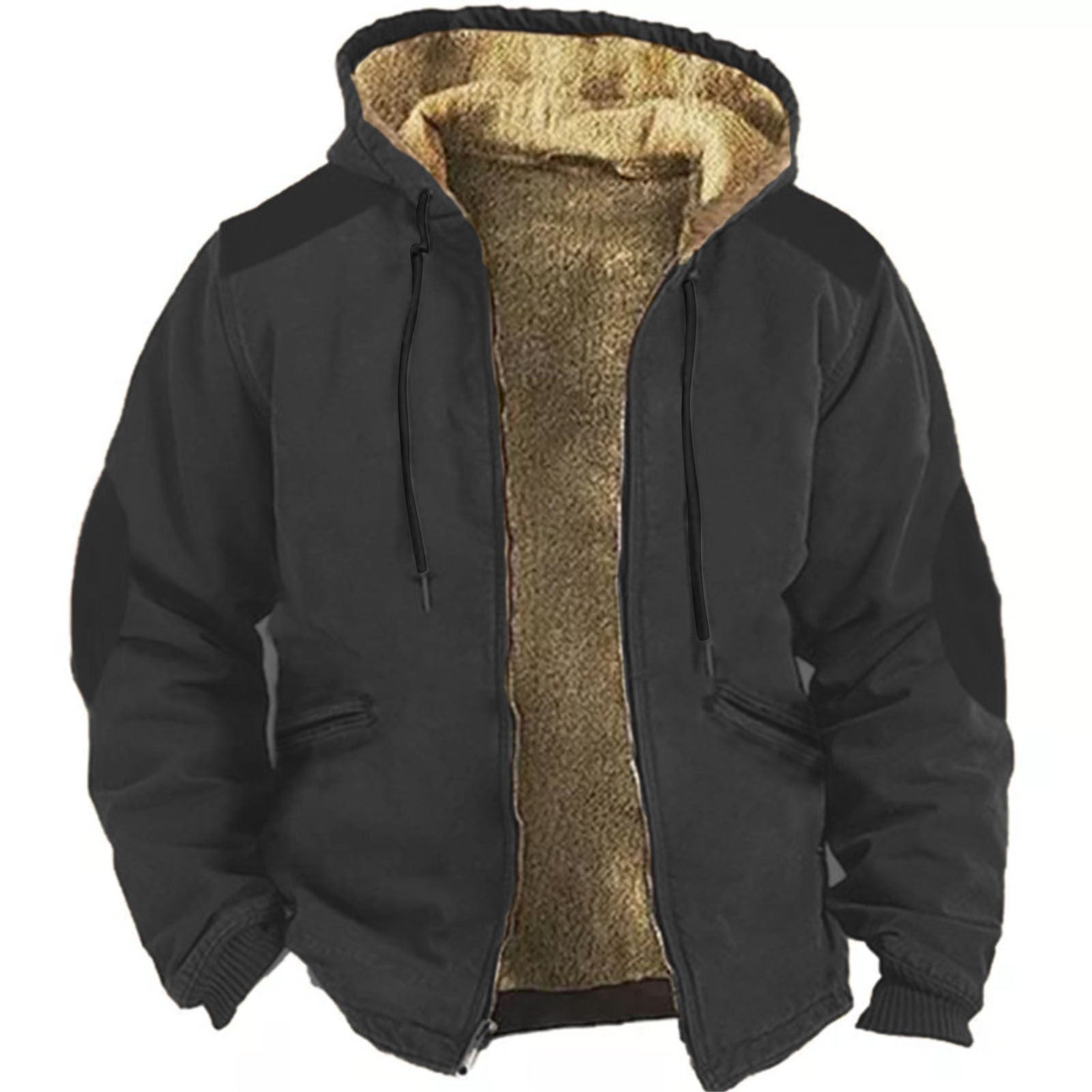 Multicolor Hooded Sweater with Brown Lined Cotton-Padded Jacket