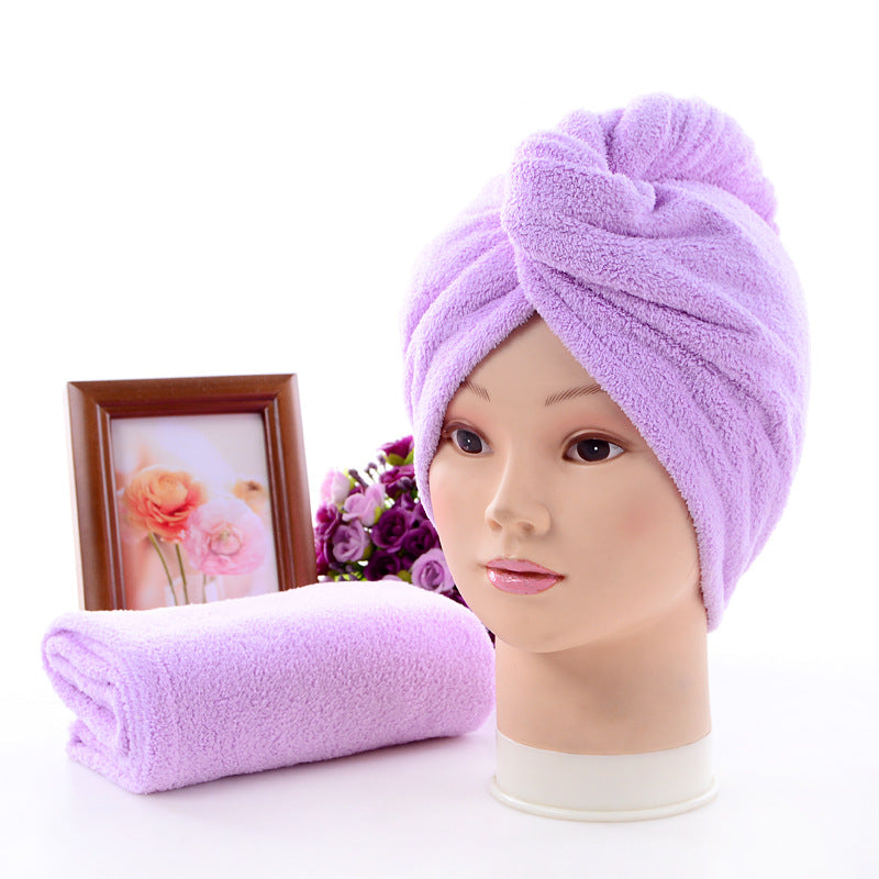 High-density Coral Fleece Dry Hair Cap Plain Absorbent Shower Cap Quick-drying Headband Turban