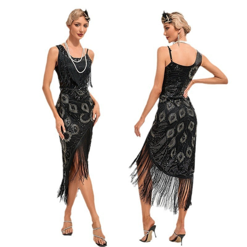 Women's Retro Tassel Polyester Fiber Dress