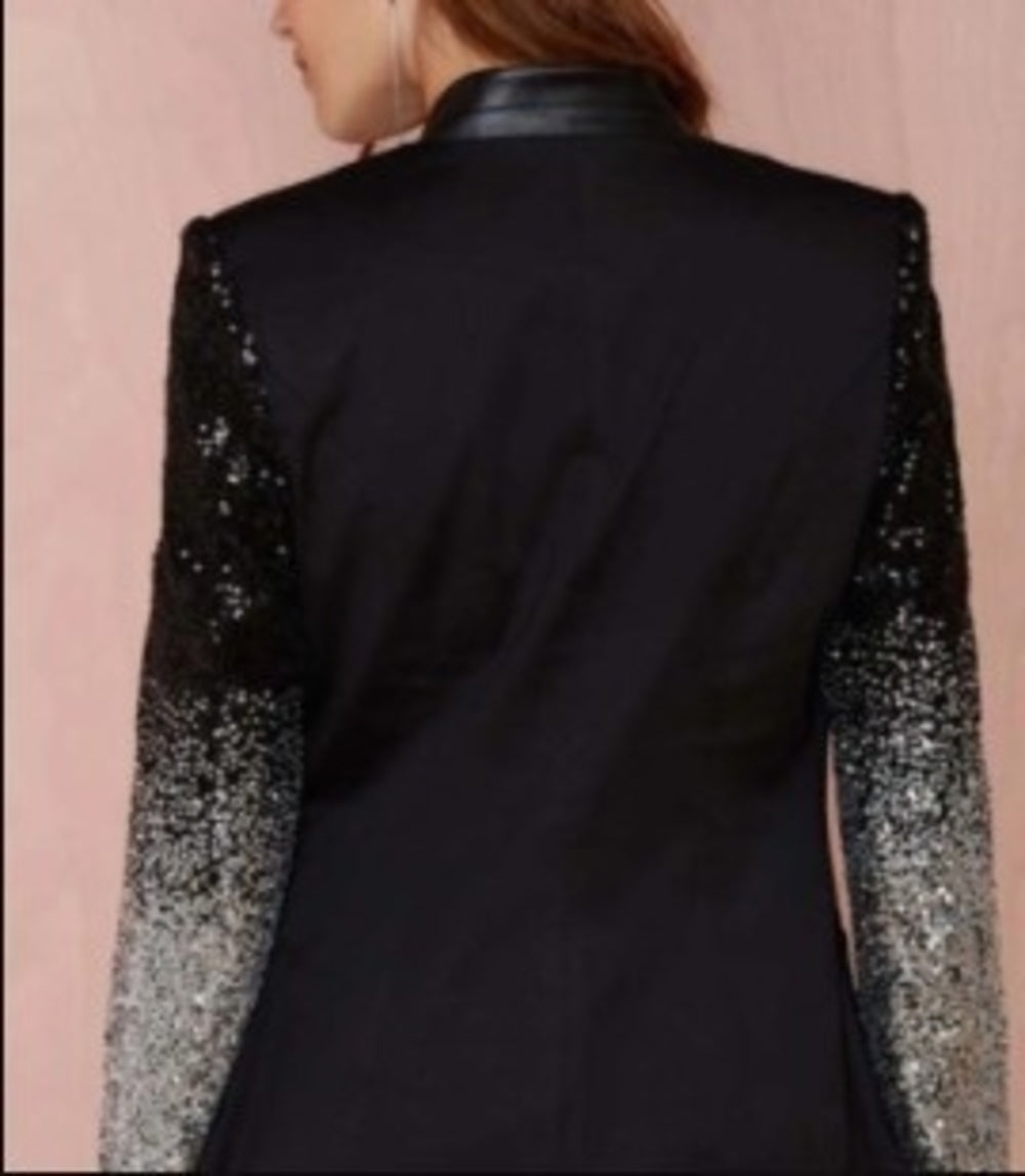 Sequin-Sleeved Women's Blazer