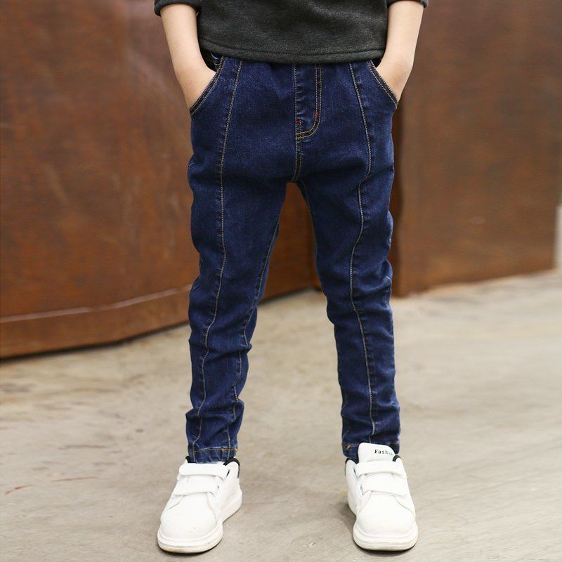 Boys Jeans Autumn And Winter New One-piece Velvet