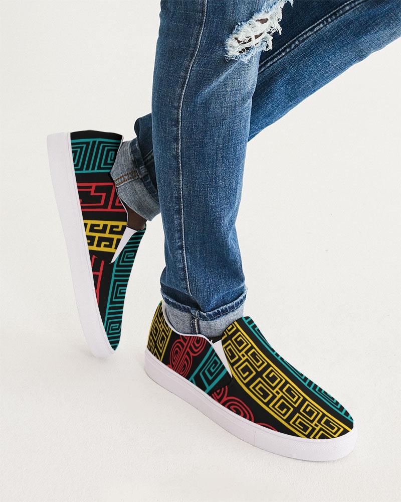 Multicolored Low-Top Canvas Slip-on Sports Shoes for Men