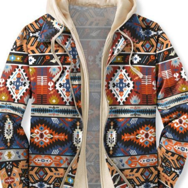 Men's Hooded Jacket: Casual Printed Cotton Coat for Leisure