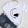 Cat Cute Printed European And American Short Sleeve