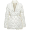 Rhombus Cotton-padded Jacket Women's Mid-length Large V-neck Jacket