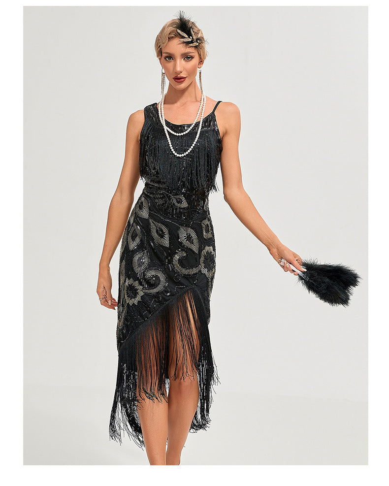 Women's Retro Tassel Polyester Fiber Dress