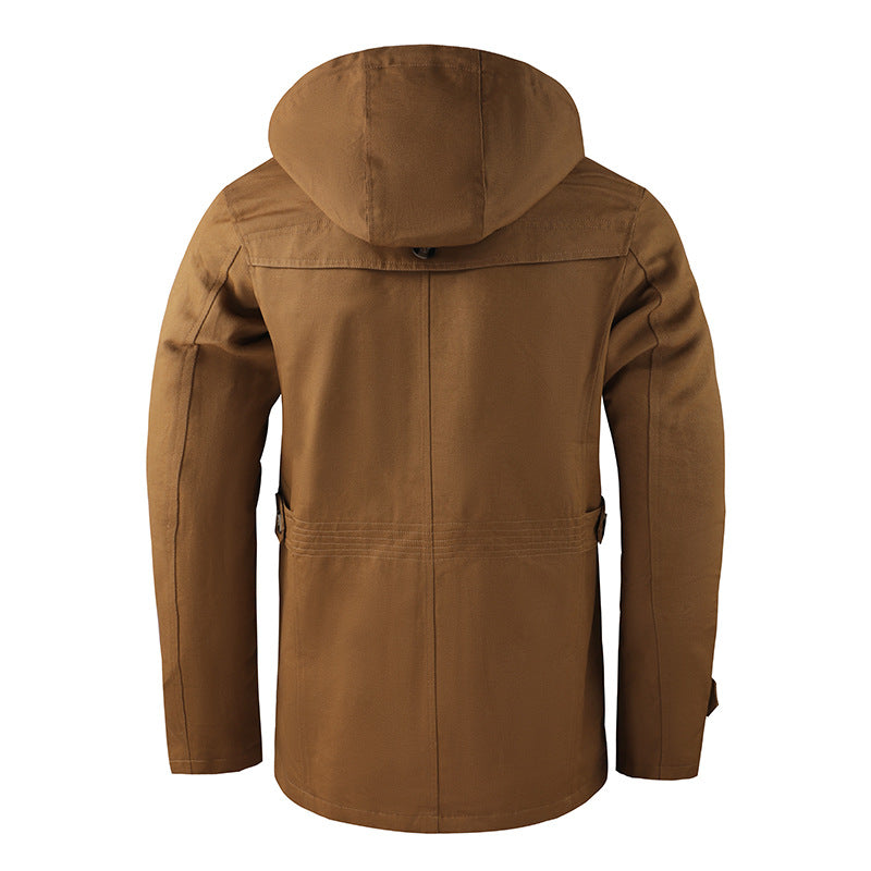 Men's Hooded Jacket with Mid-Length Design