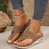 Summer Style: Air Cushion Thong Sandals with Hollow Metal Buckle, Wedges for Women's Beach Comfort